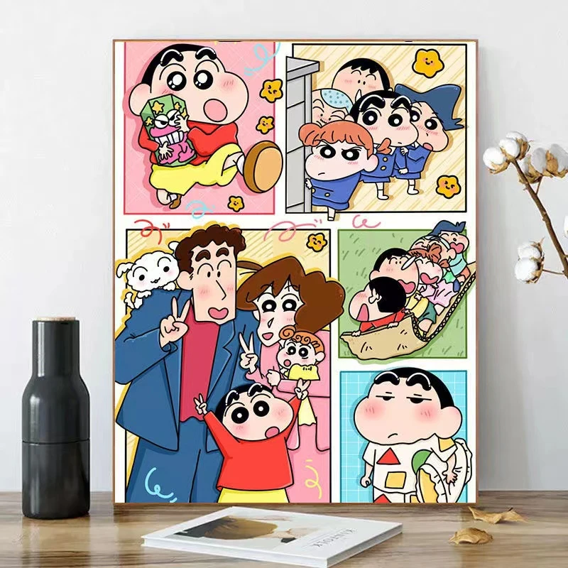 2024新款蜡笔小新钻石贴画儿童手工diy卡通三丽鸥钻石画装饰挂画