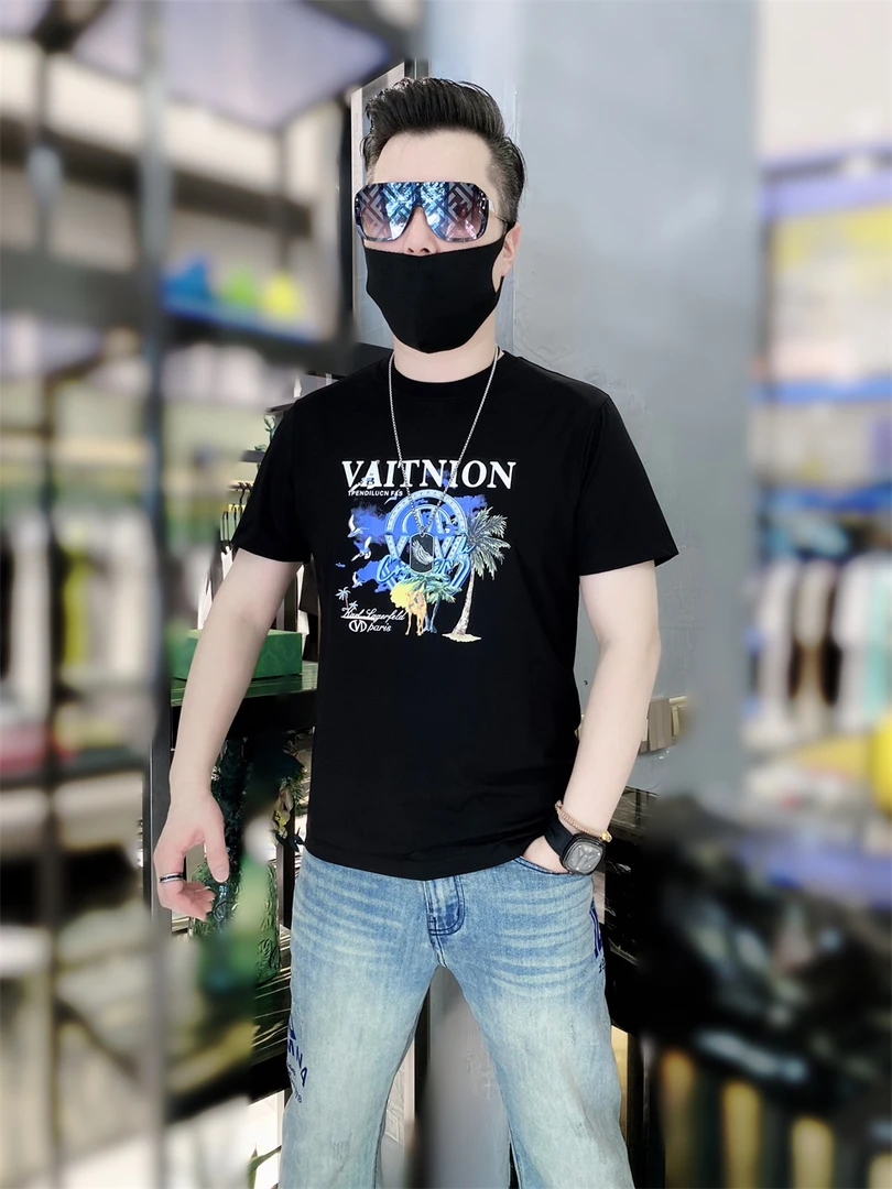 【陈先生】夏季男士时尚百搭半袖圆领修身韩版个性印花夏款尤莱特