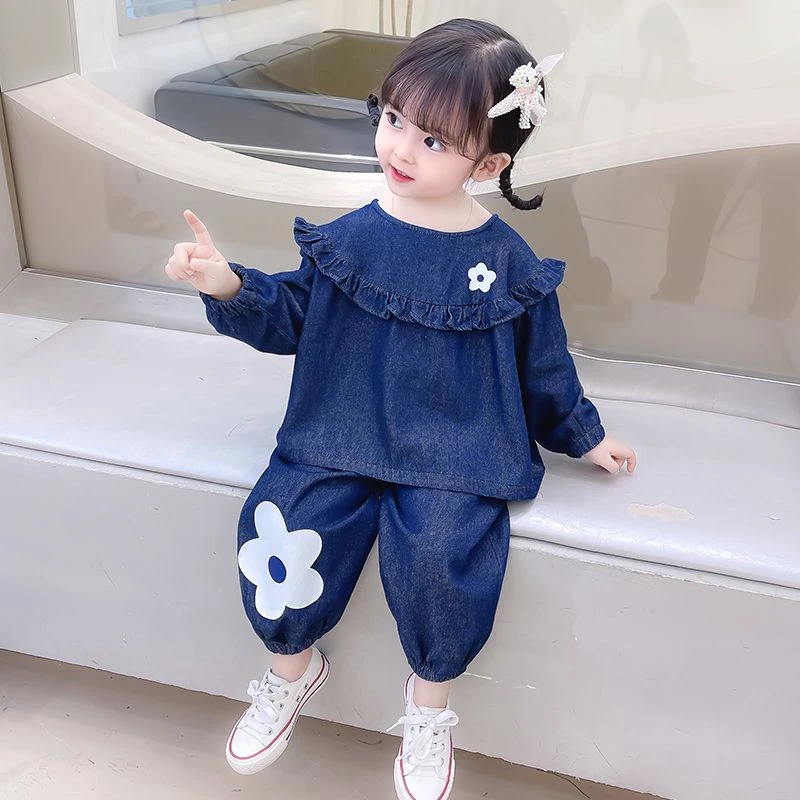 网红女童牛仔套装洋气时髦秋装2025新款儿童女宝宝秋季韩版两件套