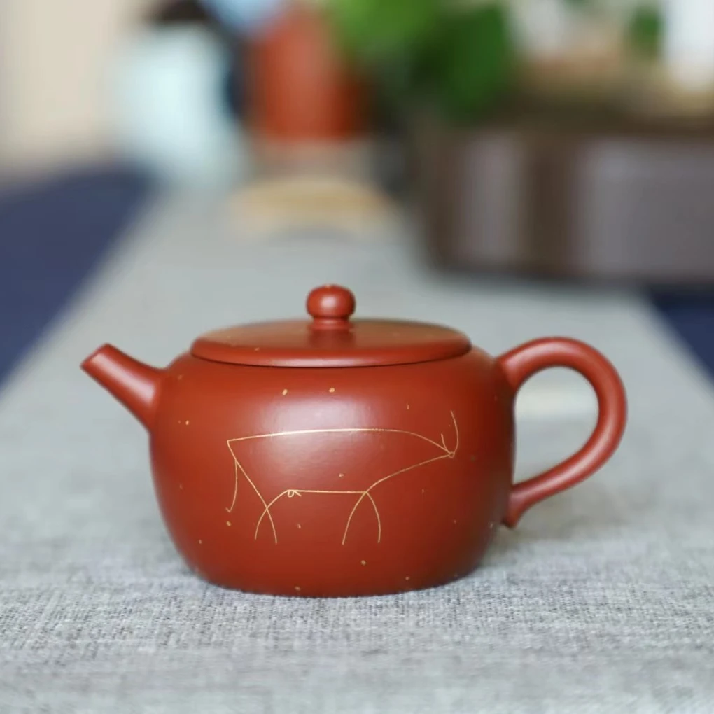 【询客服】龙德严选江朋《昭明·牛》原矿大红袍金线手工泡茶壶约125cc