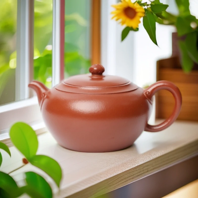 【一口价】龙德堂徐云《解悟如意》原矿朱泥大红袍手工紫砂壶约150cc