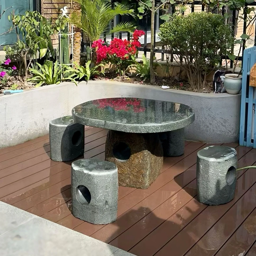 【到县城或市区物流点自提】纯天然石材鹅卵石简约 户外石桌石凳