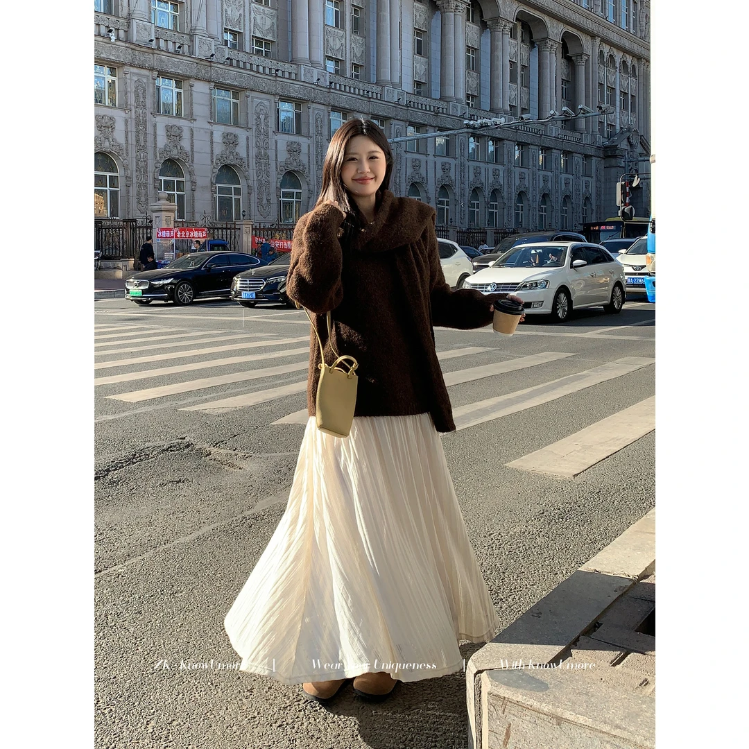 知葵微胖定制【灵动lady】秋冬慵懒百搭针织加绒半身裙12243B8020