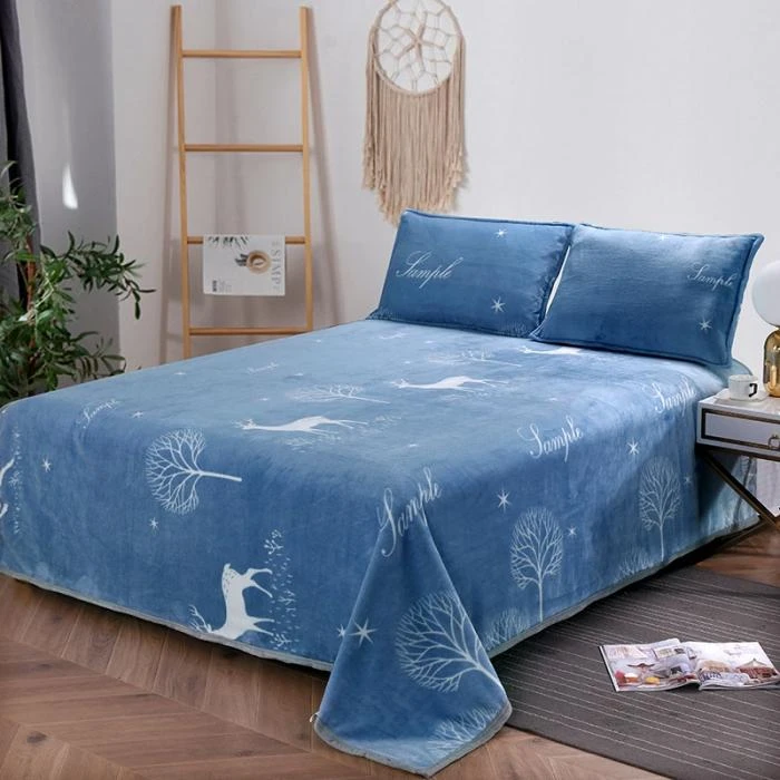 冬季牛奶绒床单单件法兰绒毛毯学生宿舍单人珊瑚绒双面加绒薄被单