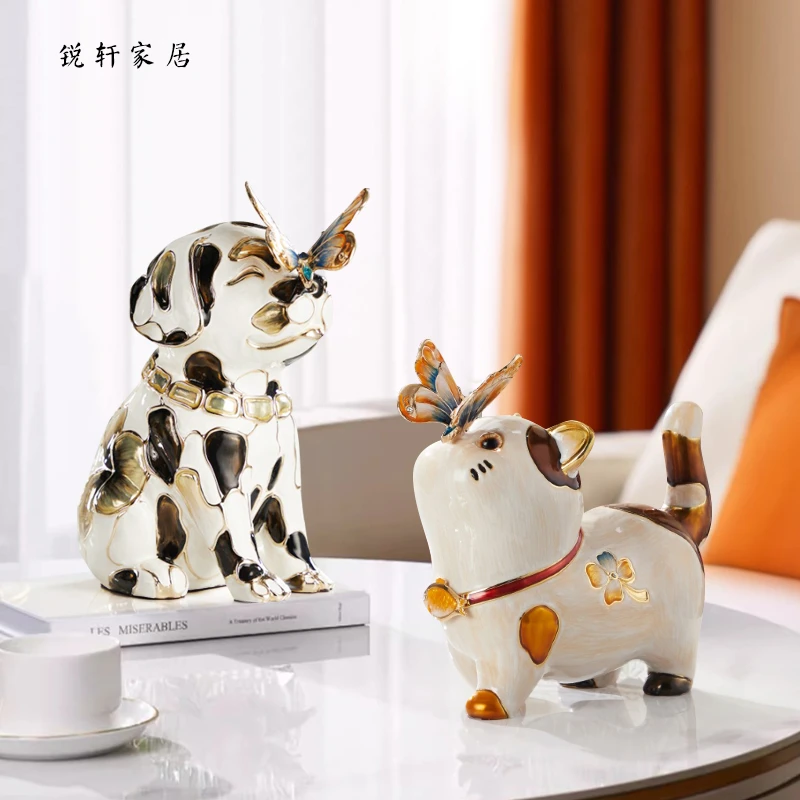 高级感现代客厅装饰温馨可爱小狗治愈系桌面小猫摆件旺财狗吉祥物