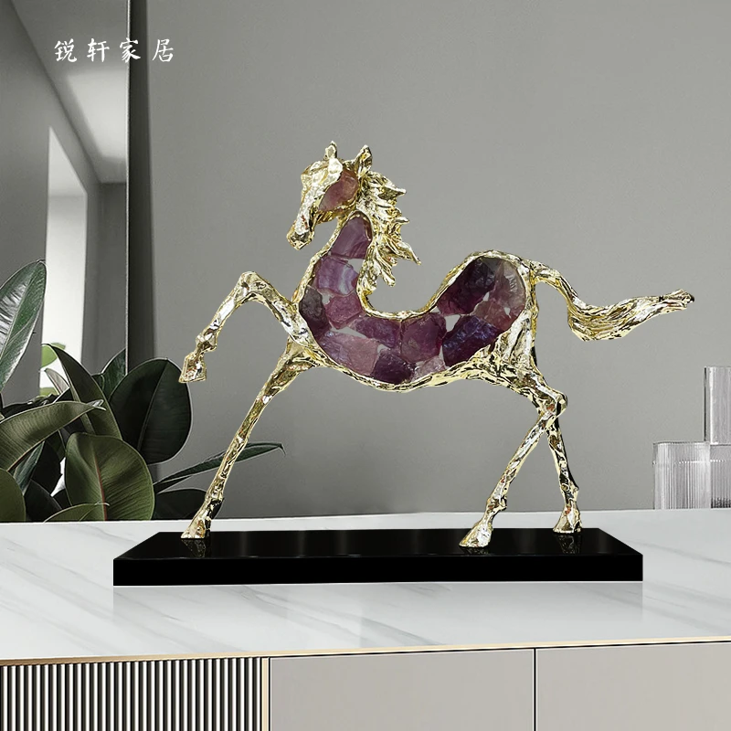 现代轻奢创意晶体骏马摆件客厅电视柜酒柜玄关办公室高档书房卧室