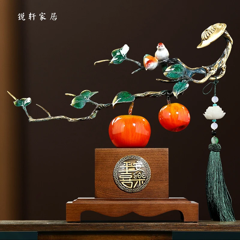 平安如意苹果喜鹊摆件客厅酒柜玄关装饰摆件家居饰品乔迁新居礼品