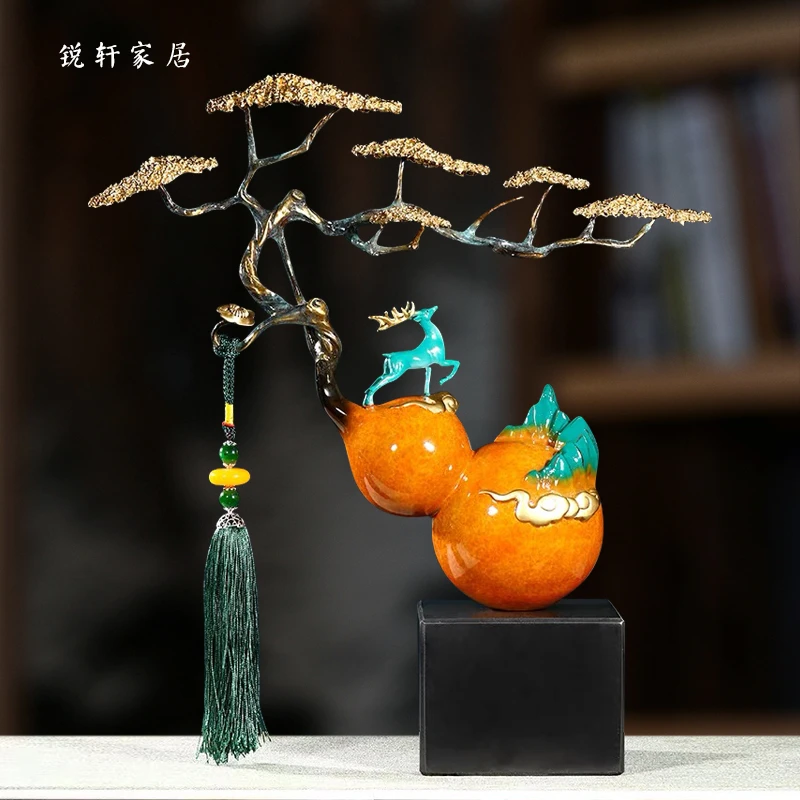 福禄如意铜葫芦摆件客厅玄关装饰工艺品搬家礼物乔迁新居礼品