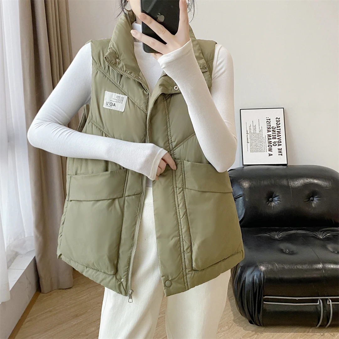 大码胖mm秋冬新款棉服马甲女韩版宽松时尚百搭坎肩马夹休闲潮217