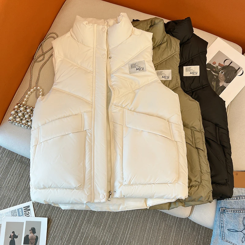胖mm棉服马甲女秋冬新款大码韩版时尚百搭洋气棉坎肩背心外套217