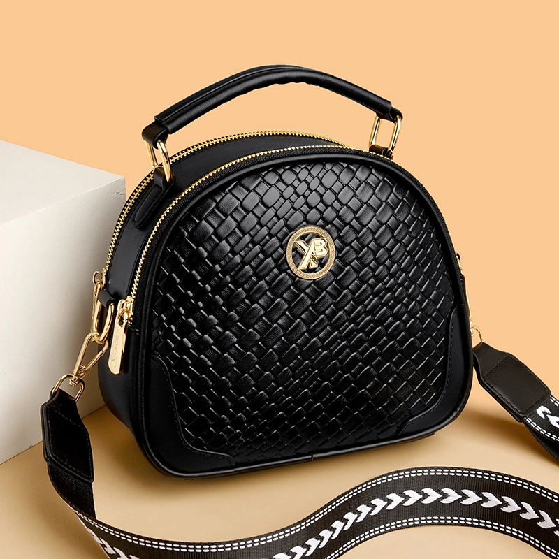 时尚软皮包包女2023秋冬新款洋气百搭女士单肩斜挎包宽肩带妈妈包