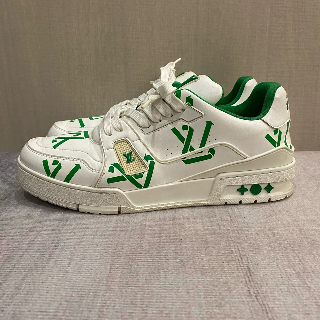 42码 路易威登/LV Trainer 绿色满印板鞋 DS088