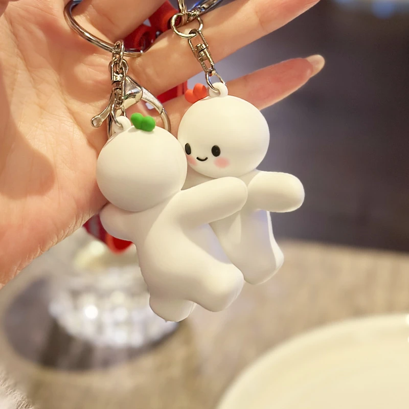 情侣款磁吸抱抱钥匙扣 奔跑小圆孩钥匙扣 情人节送男女朋友