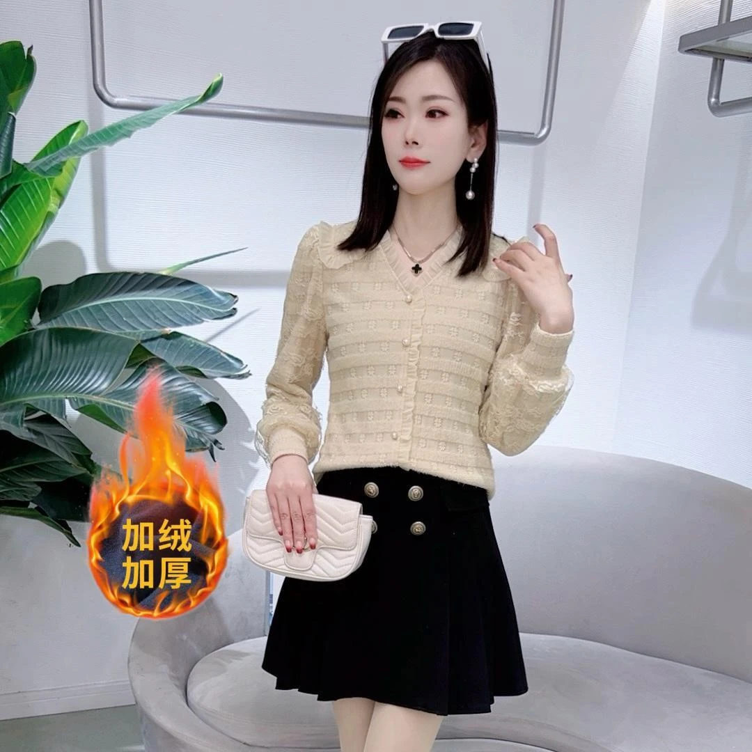 A7565秋冬新款蕾丝内搭洋气减龄显瘦上衣