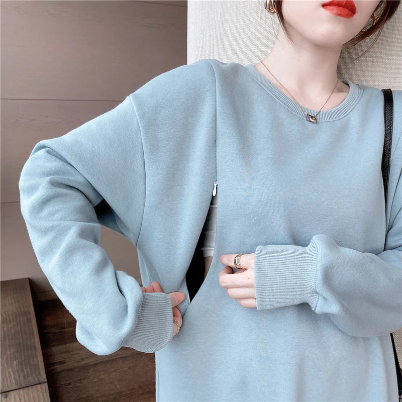 哺乳上衣服春秋款外出辣妈月子服装产后期内搭可外穿喂奶潮装卫衣