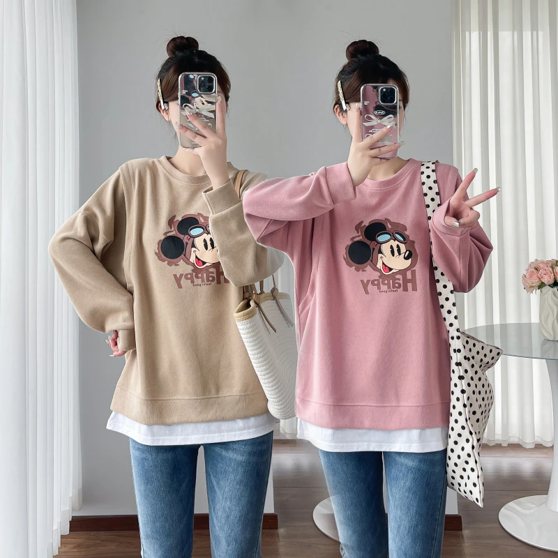 哺乳上衣服春秋款外出辣妈孕妇卫衣服装产后期内搭可外穿喂奶潮装