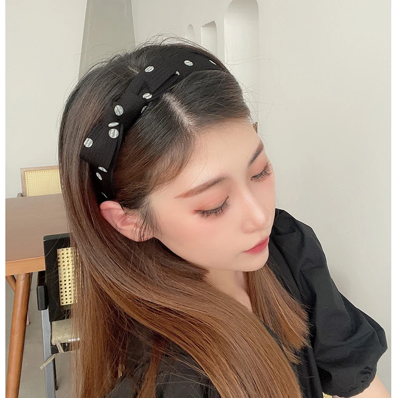 网红波点头箍刘海发箍压发卡带齿发饰蝴蝶结头饰品成人带齿防滑女