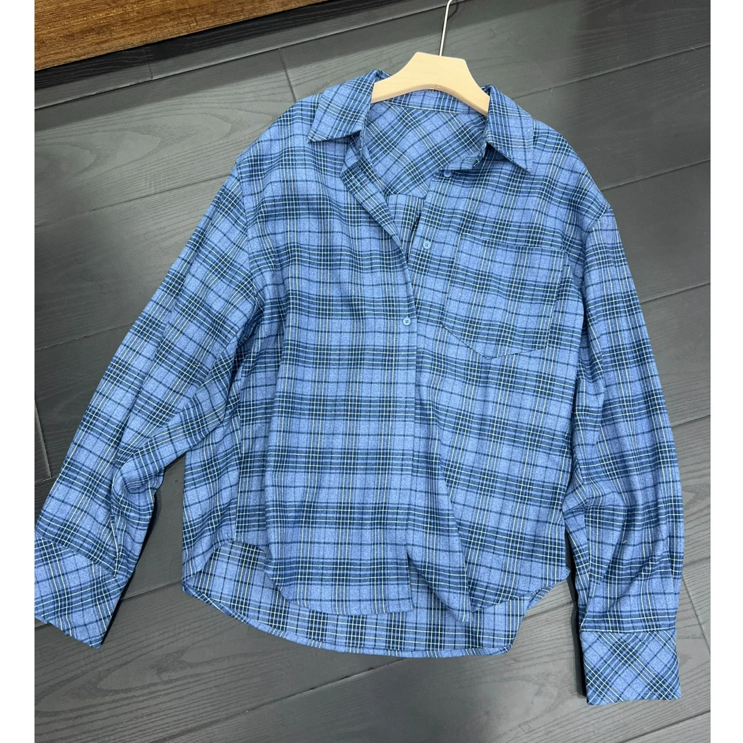 【Azlg】特 跑单永久小黑屋 蓝色格衬衫31409