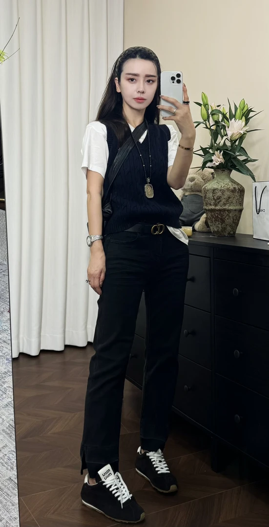 【Azlg】显瘦法式八分百搭时尚秋冬高级法棍牛仔裤25206