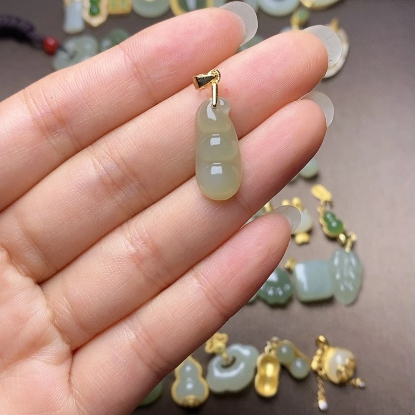 【闪购商品】和田玉颈饰银S925镀金镶嵌