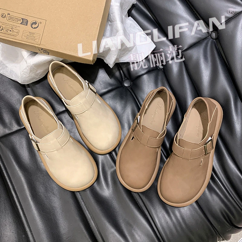 【靓俪范LIANGLIFAN】新款厚底时尚百搭圆头舒适复古勃肯软底单鞋女