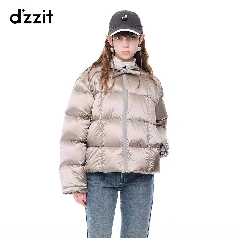 dzzit地素冬 热力感领口系带轻盈蓬松亮面轻薄羽绒服女3E4K3161B