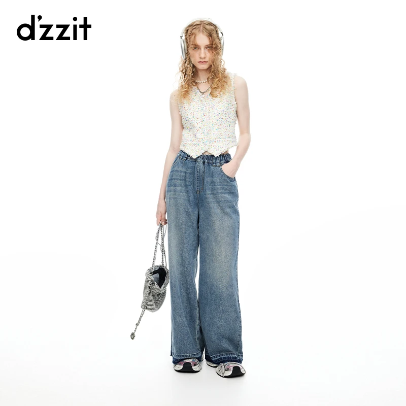 明星同款dzzit地素马夹夏季小香风粗花呢珠片混纺上衣女3I2F00319