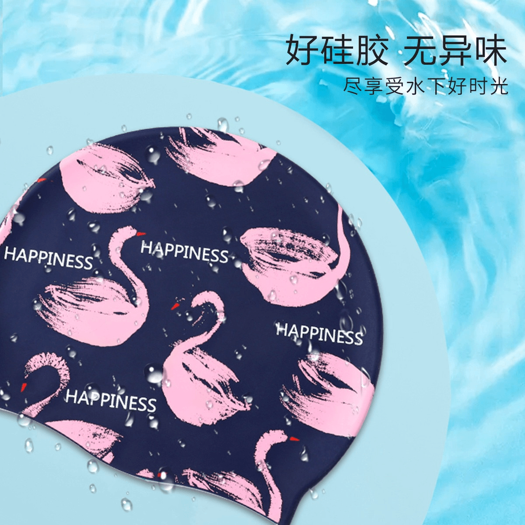 宜肤 女士硅胶泳帽防水长发加大不勒头舒适护耳女式游泳帽时尚运动