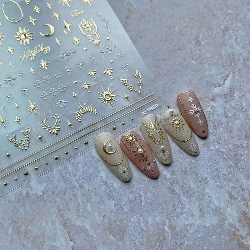 tomoni星月神话美甲贴纸背胶可爱美甲贴烫金日系贴纸5d指甲贴花