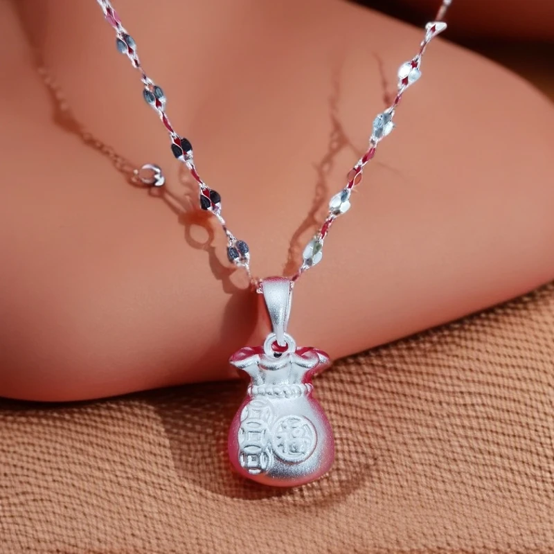 吊坠足银 足银3D套链【福气满满】复古时尚百搭吊坠精美