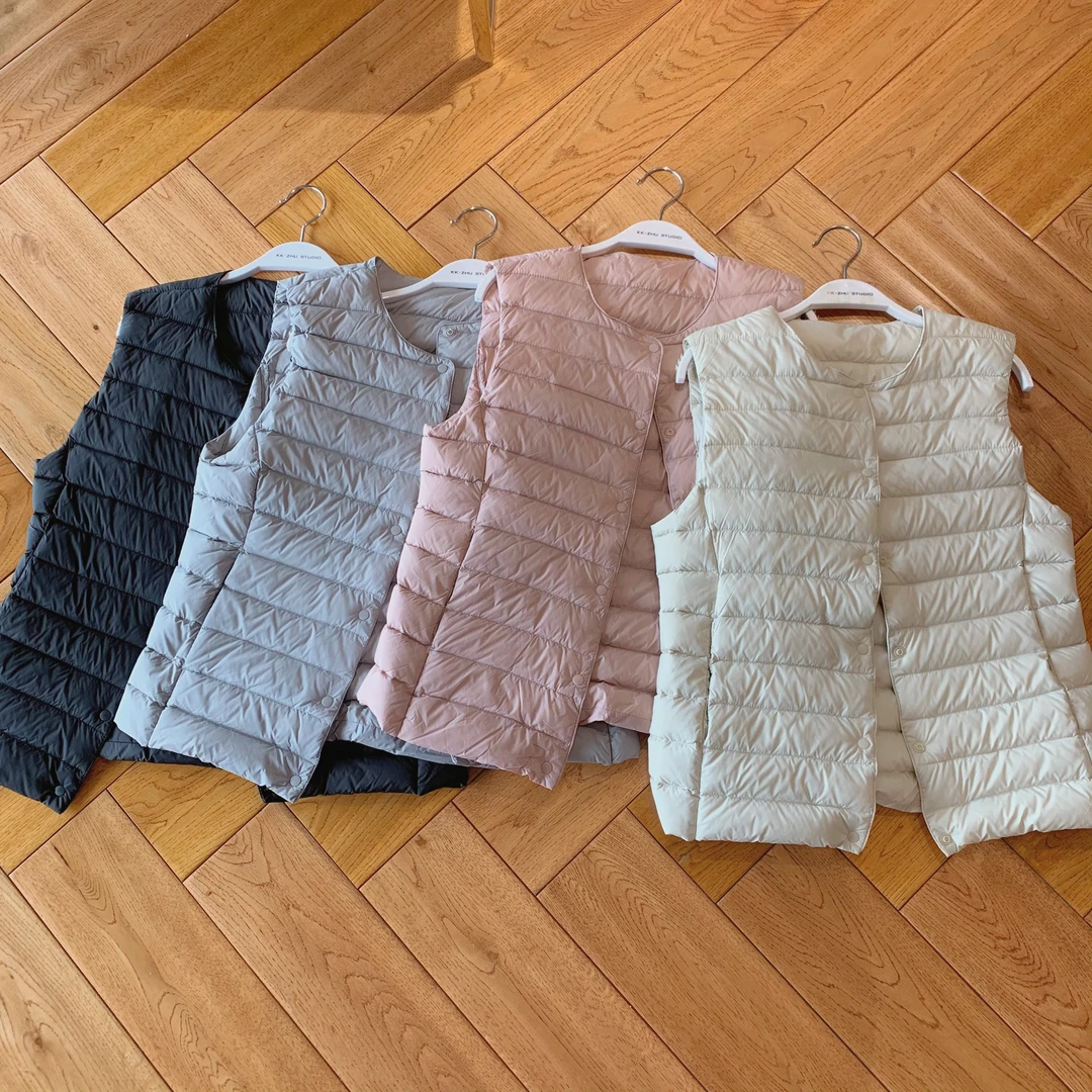 【ZHUJIE】纯色百搭显瘦羽绒背心保暖马甲