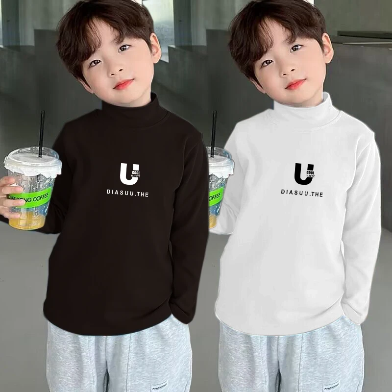 男童双面德绒2025秋冬新款儿童打底衫半高领中大童保暖长袖t恤潮