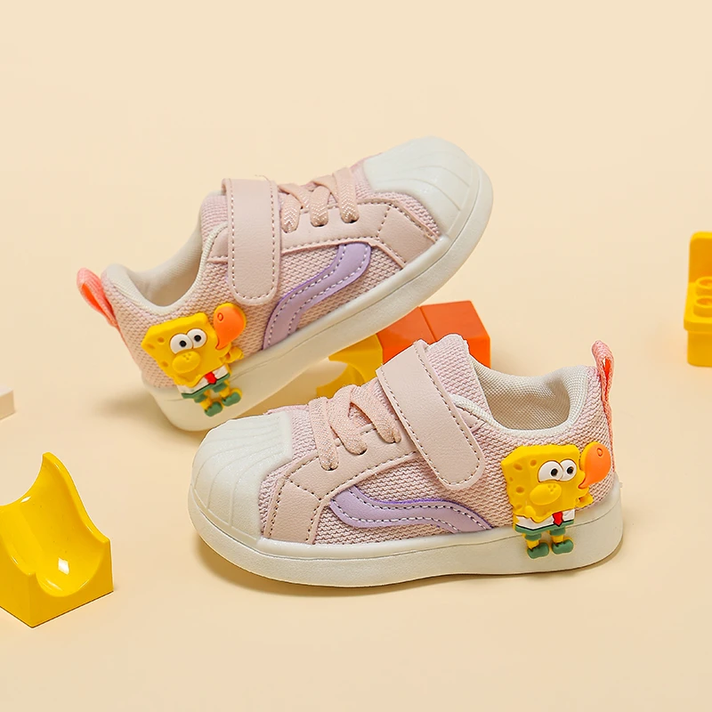 潮童宝宝新款秋季卡通婴童鞋防踢防滑学步稳步机能鞋（海绵宝贝）