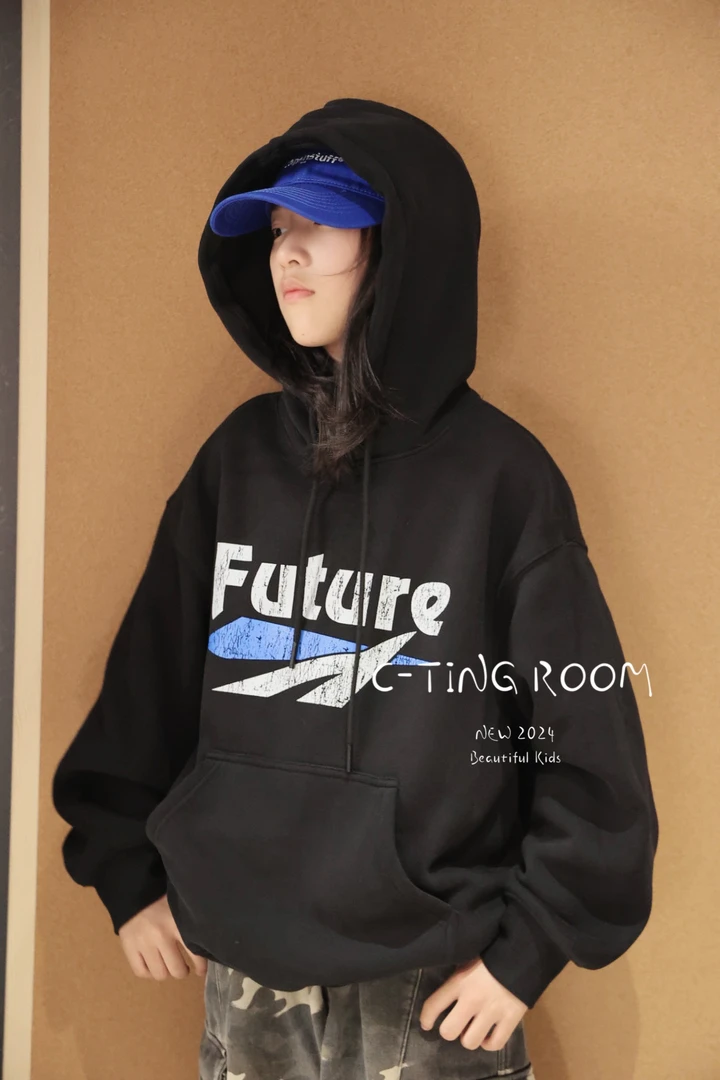 【C TING】2024冬季新款韩版设计师亲子装童装加绒连帽卫衣-9756