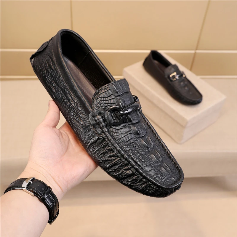 欧洲站2025夏季新款男士豆豆鞋真皮商务透气潮流头层牛皮休闲皮鞋