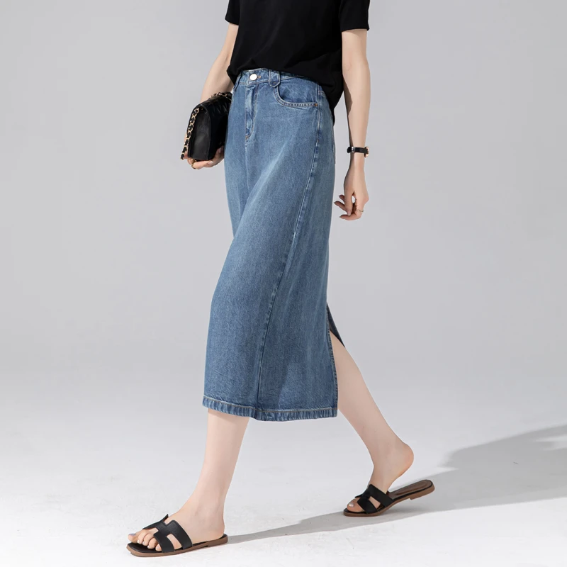 软牛仔裙女2025年新款时尚潮流a字半身裙垂坠感夏季薄款天丝裙子