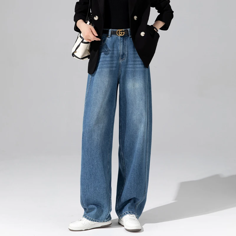 2026流行的镰刀裤女春秋新款慵懒松弛感牛仔裤美式高街垂感阔腿裤