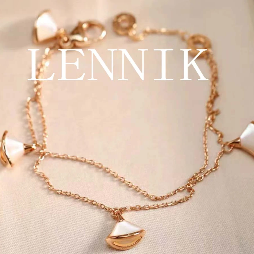 合金贝壳手链 LENNIK中古风锁骨手链扇子撞色气质轻奢时尚百搭