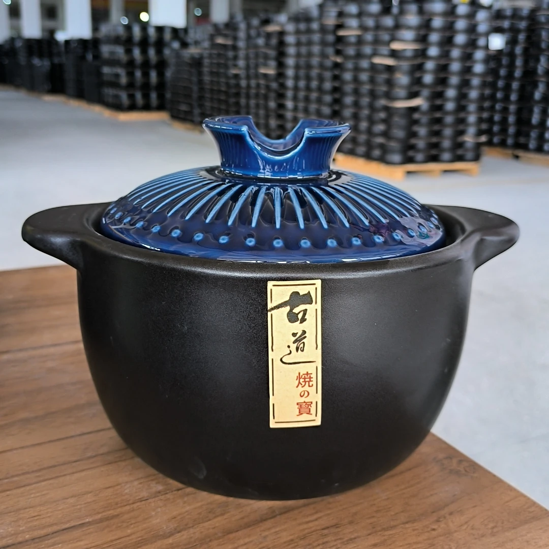 【品牌工厂】2.5L手工盖陶瓷砂锅  家用炖煲汤锅