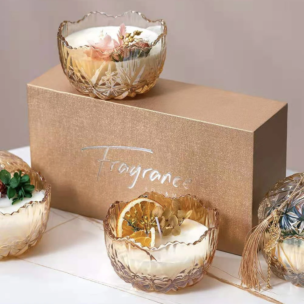 西台花陌琥珀香薰蜡烛创意礼盒伴手礼玻璃杯节日香氛精油清新香味