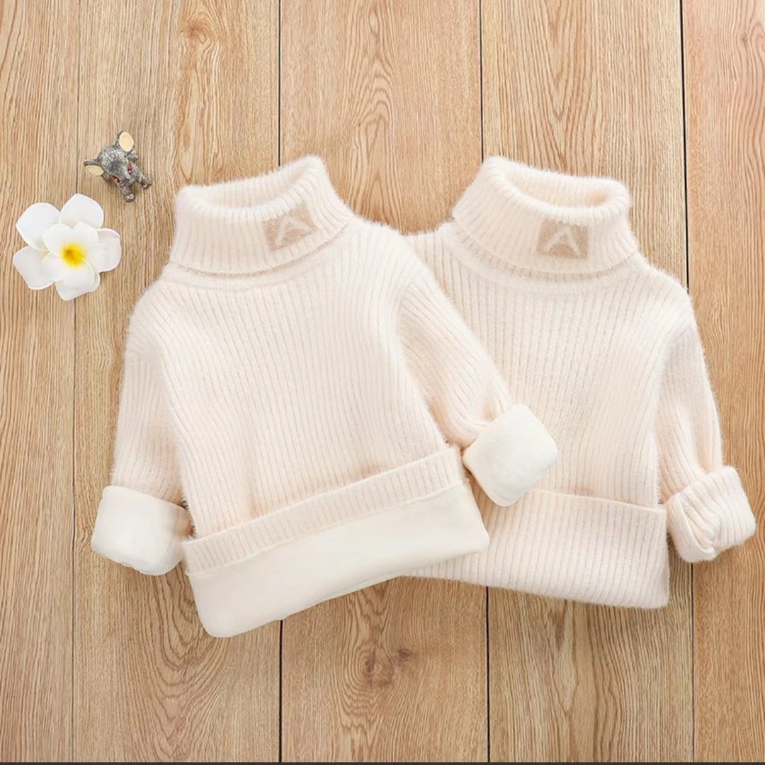 儿童高领针织毛衣中大儿童装宝宝加绒韩版打底衫新款学生校服毛衣