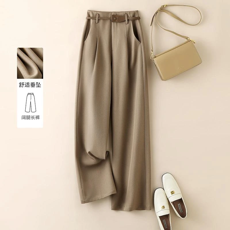 TOUCH MISS百搭阔腿设计感西装裤休闲春秋季新款休闲显瘦直筒裤女