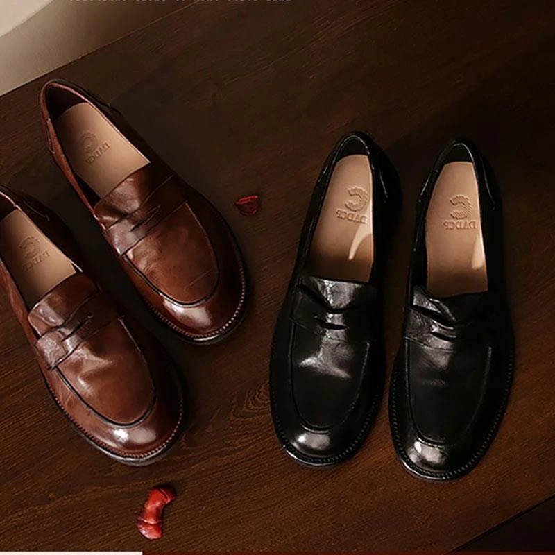 TOUCH MISS 法式小众 厚底手工小皮鞋复古单鞋真皮水洗乐福鞋女