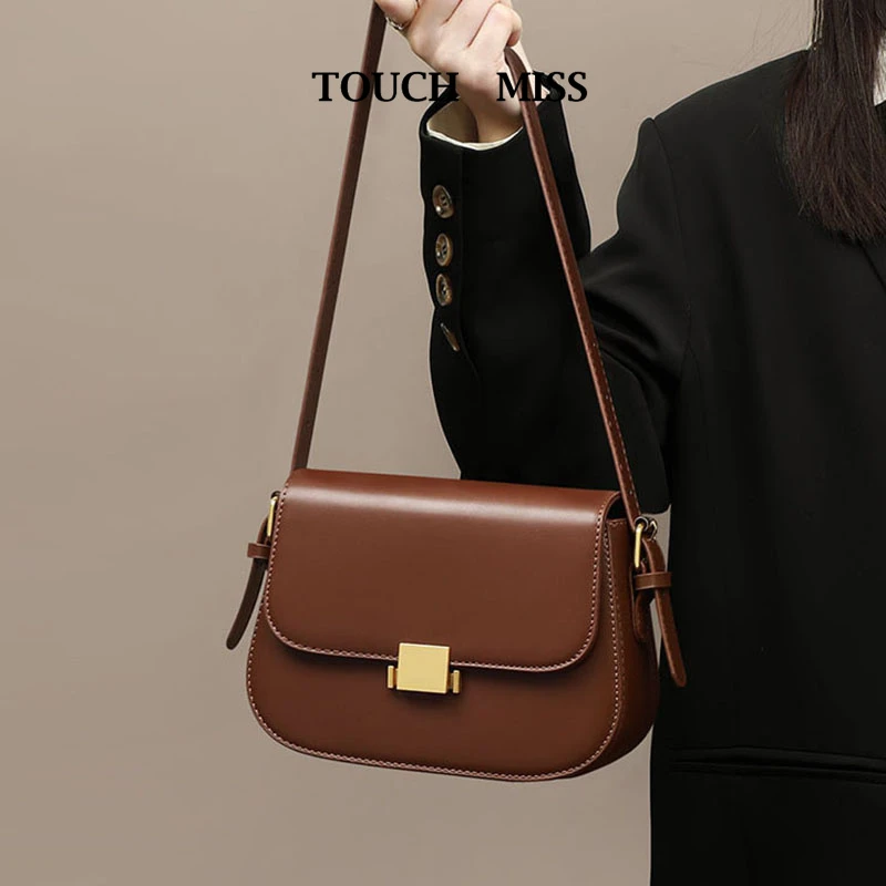 TOUCH MISS高级感复古腋下包斜挎豆腐包2025新款小众真皮单肩女包