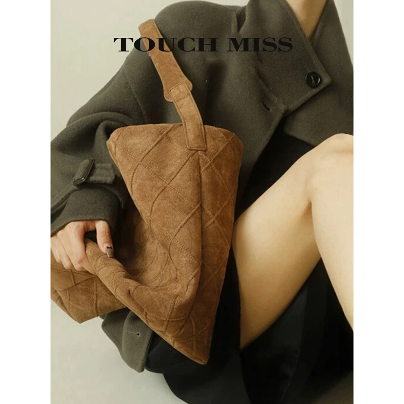 TOUCH MISS法国专柜女包小众设计大容量绒面单肩包时尚水桶包复古