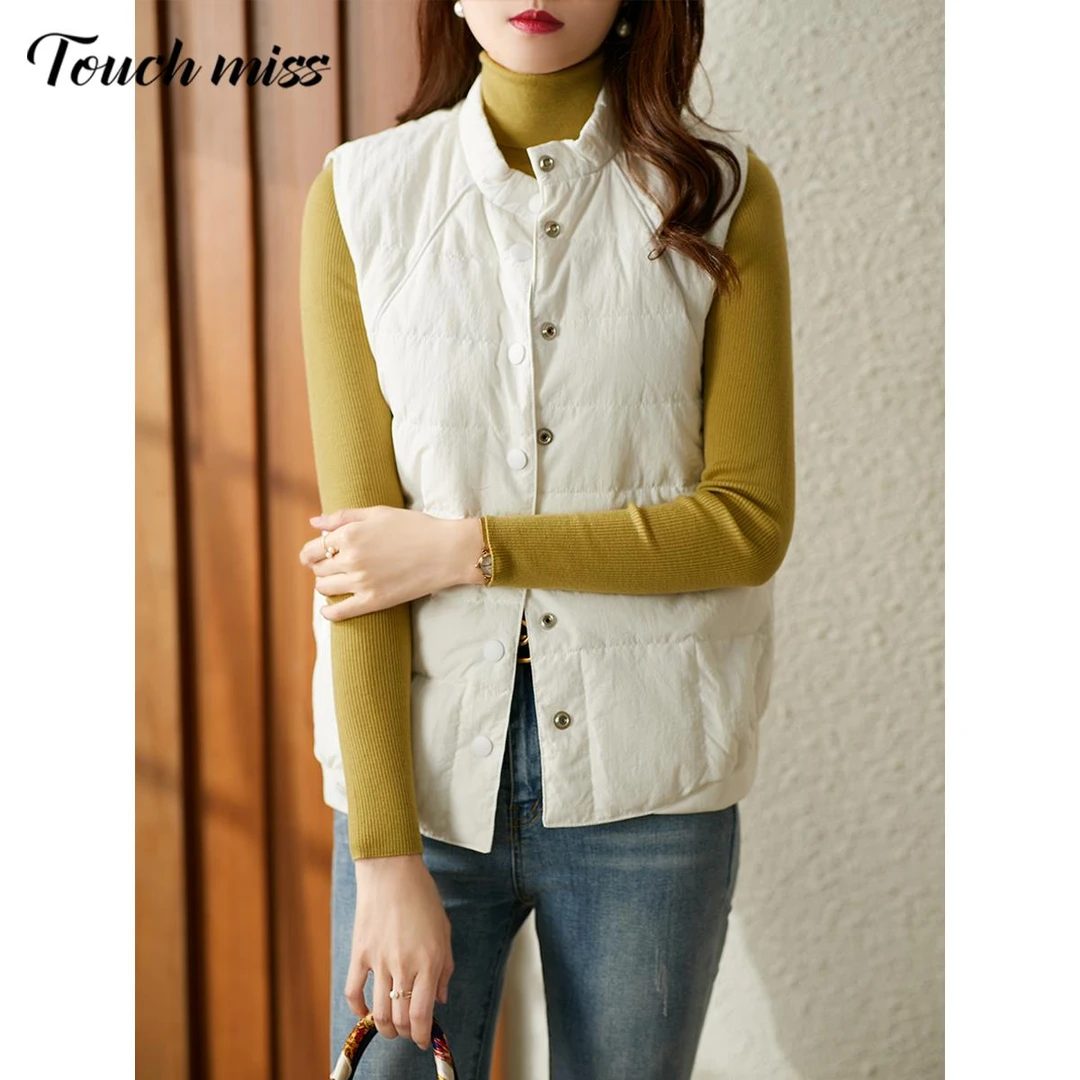 TOUCH MISS 白鸭绒羽绒马甲背心女款2025年秋冬新款轻薄保暖短款
