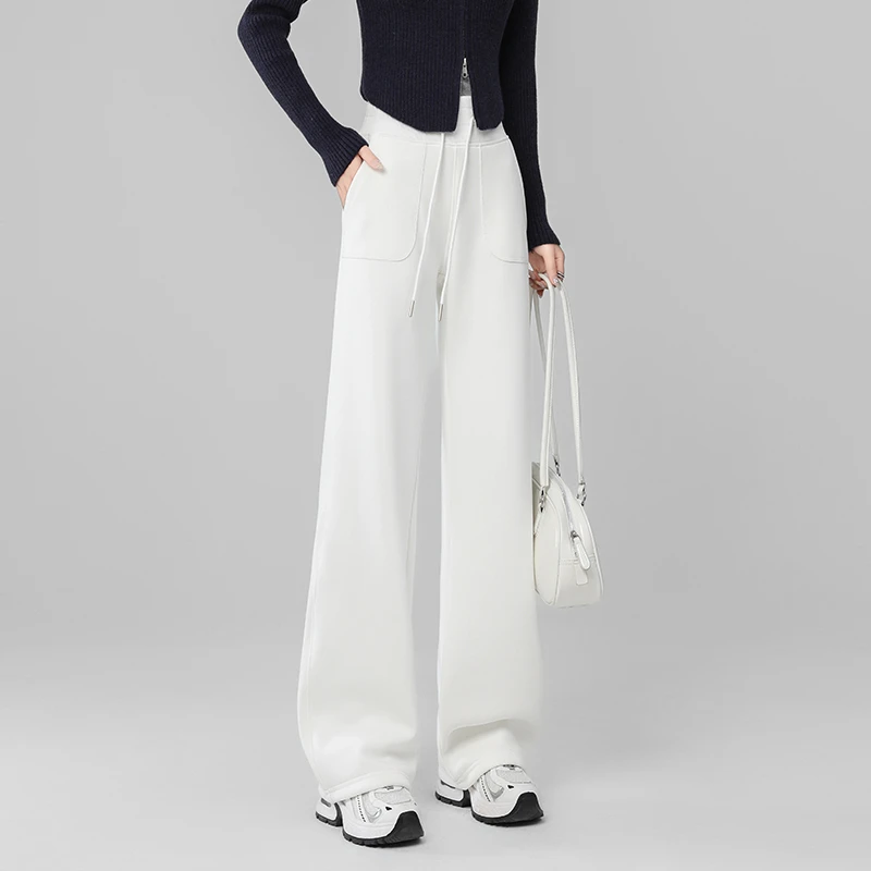 XVRV秋季高腰显瘦直筒休闲裤 加绒宽松窄版长裤运动超模裤