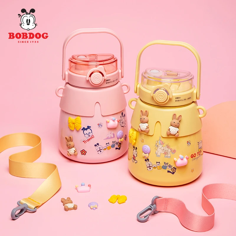 Bobdog/巴布豆学生保温杯高颜值大容量316不锈钢可爱男女童大肚杯
