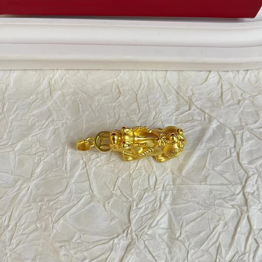 黄金 足金999 招财纳福貔貅 黄金吊坠  金重3.38克