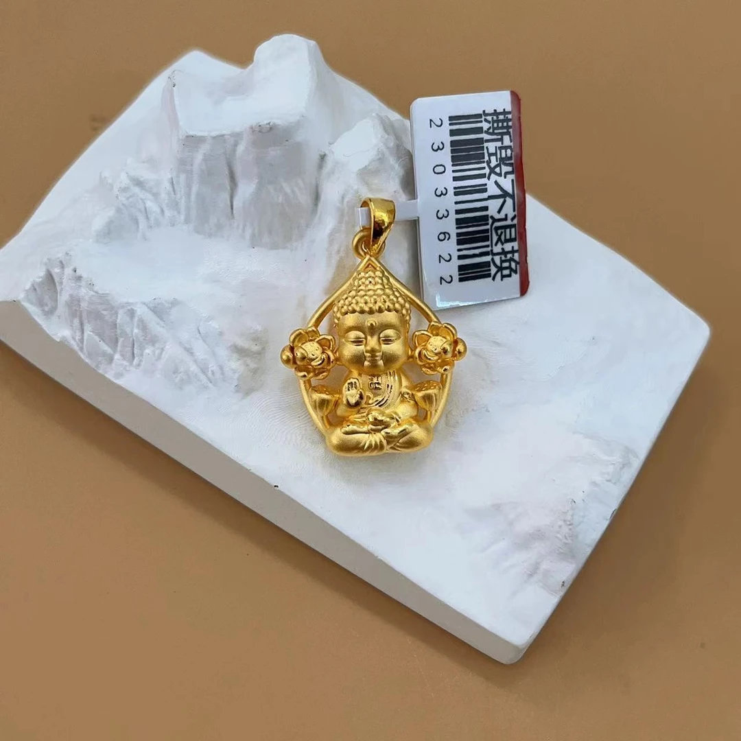 足金999 3D工艺 莲花宝宝佛吊坠 足金 黄金吊坠 金重4.03克